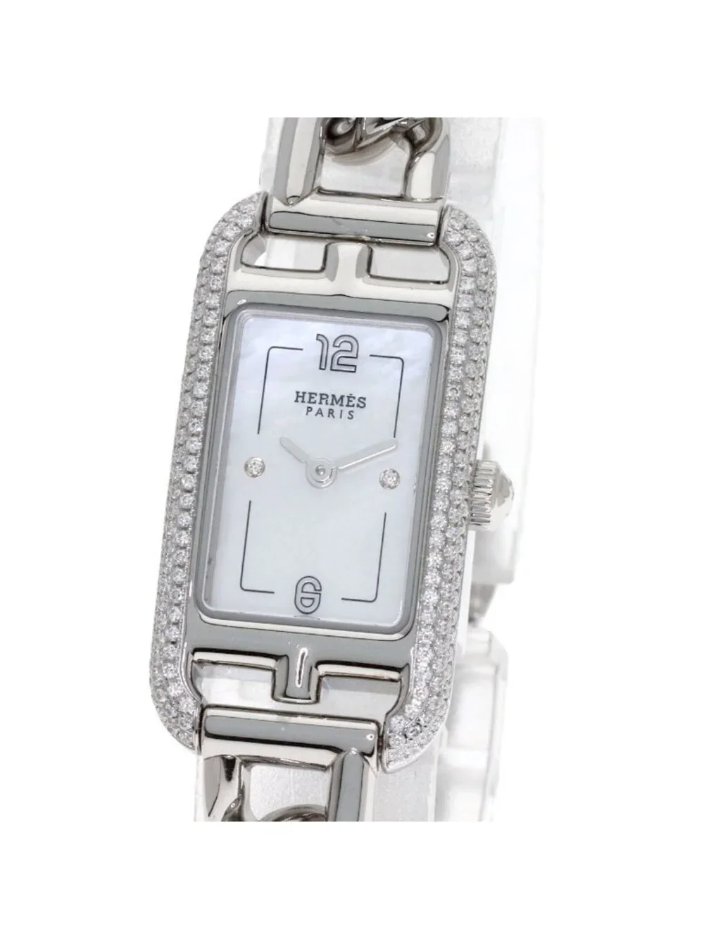 Hermes Nantucket Diamond Watch SS